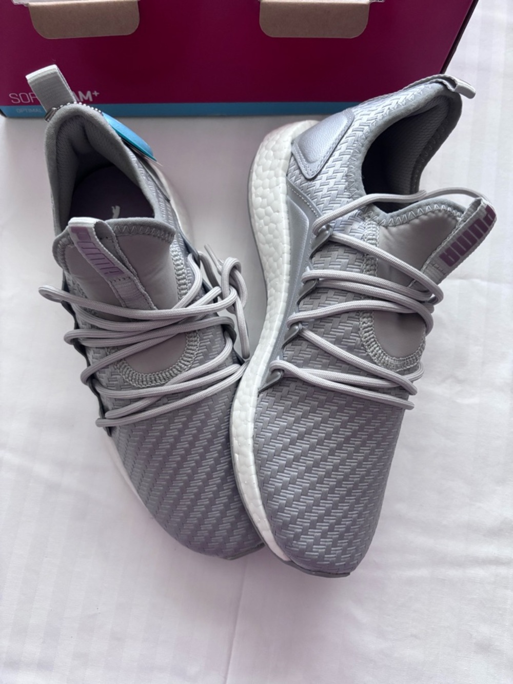 Puma Light Gray Knit Runner Sneakers